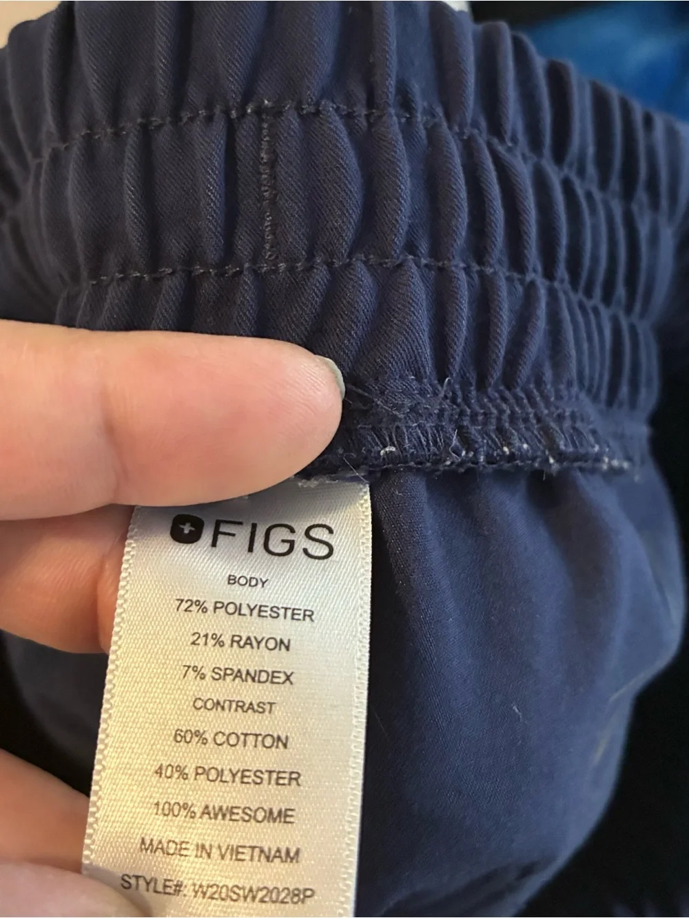 Figs womens Jogger Pants in Navy Blue with Drawstring